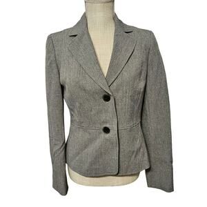 Kasper Womens Gray Two-Button Notch-Collar Blazer Suit Jacket Career Work Size 4